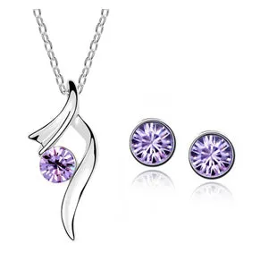 2014 New Freeshipping Party Summer Jewellery Set Fashion Women Plated Austria Crystal Necklaces & Pendants Earrings Jewelry Sets