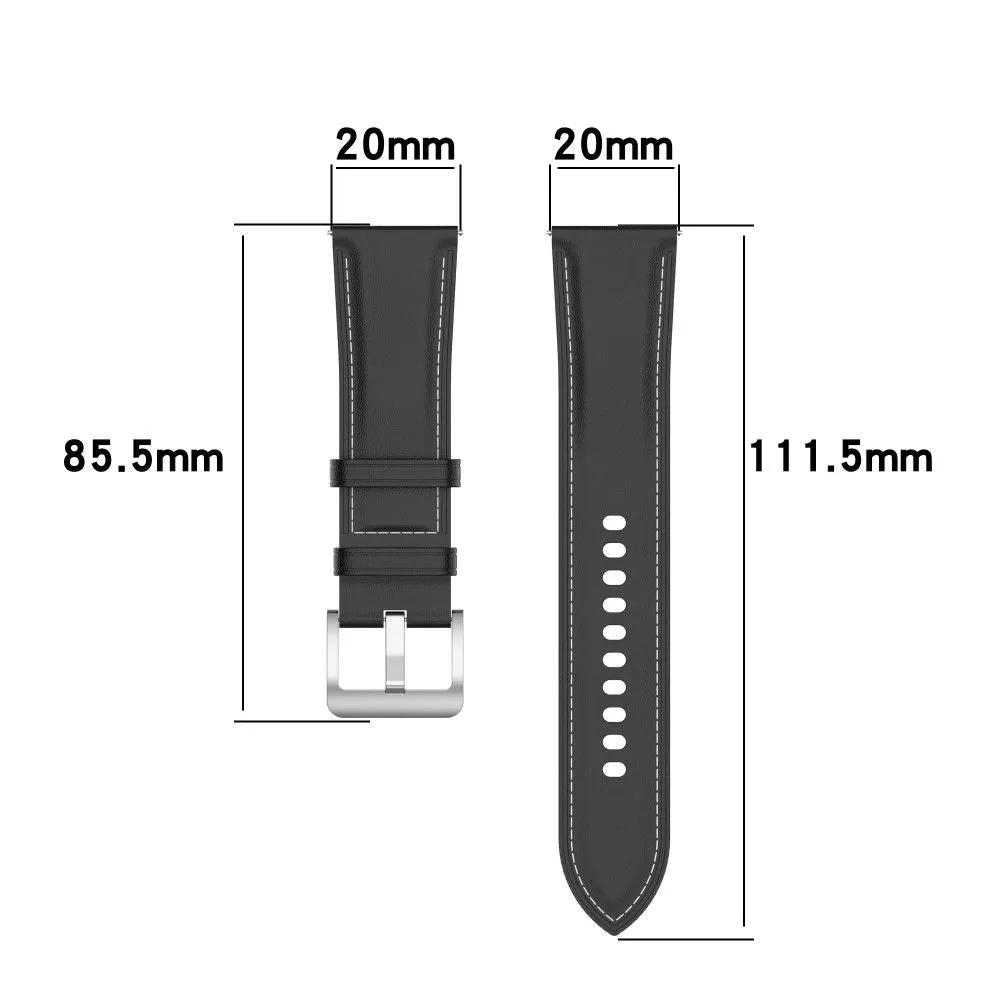 20mm Universal stitching line style cowhide watch strap - Deep Pink