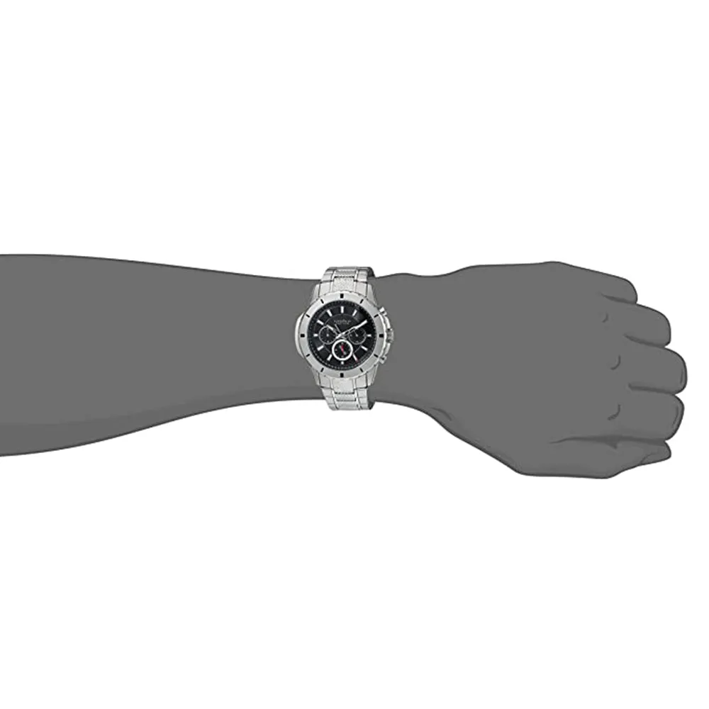 Caravelle New York Mens Analog-Quartz Black Dial Stainless-Steel Strap Silver Watch - 43A137