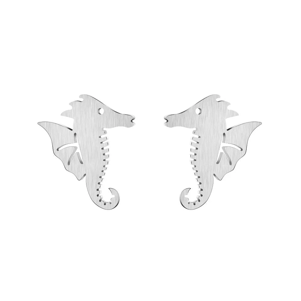 Charm Seahorse Earrings Stainless Steel Cute