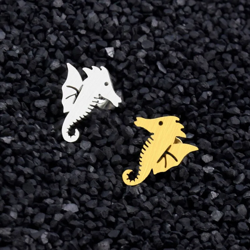 Charm Seahorse Earrings Stainless Steel Cute