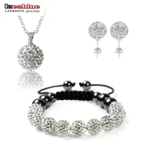 Fashion Crystal Shamballa Set Necklaces & Pendants/Bracelet/Earring Studs Jewelry Set With Disco Balls for Women SHSTImix1