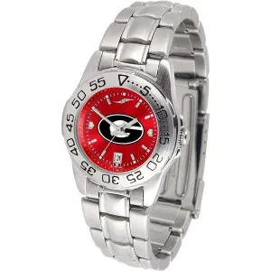 Georgia Bulldogs Ladies AnoChrome  Steel Band Sports Watch