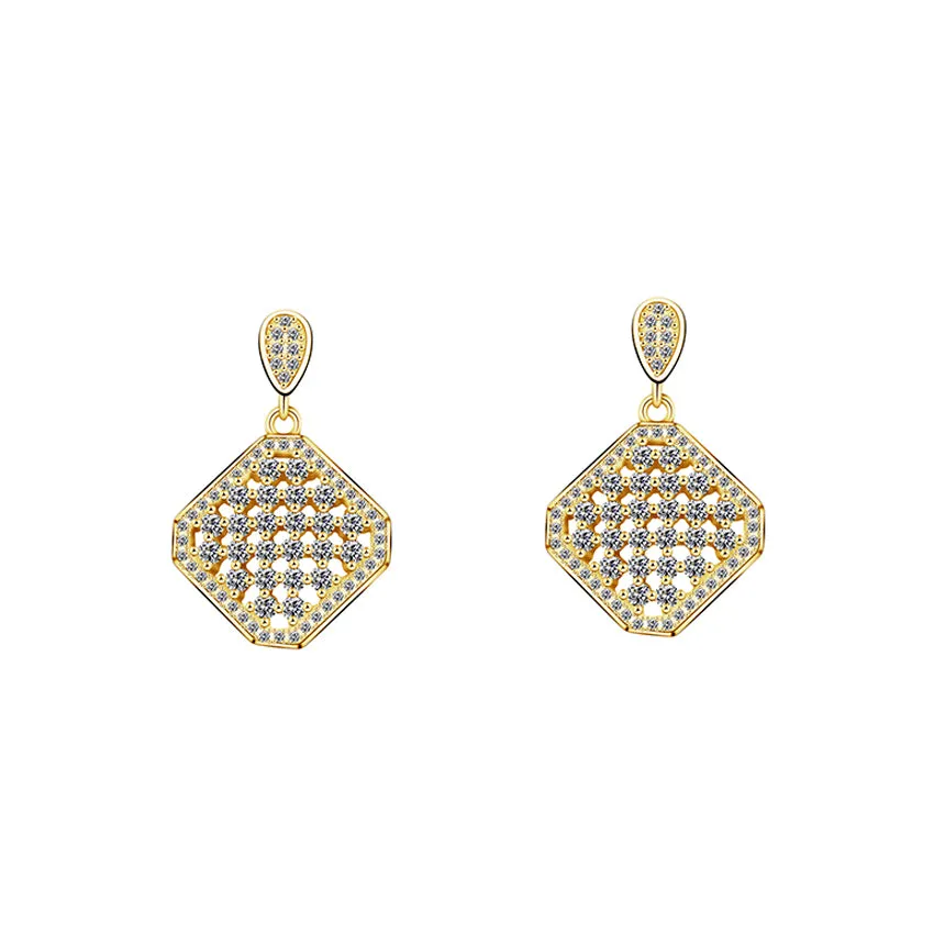 Luxury Micro Pave Cubic Zirconia Geometric Square
