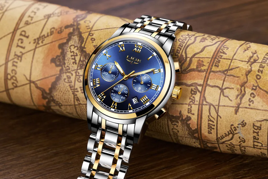 Mens Dress Sports Watch 3 Sweep Hands Quartz Movement Stop Watch