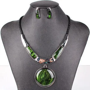 MS20129 Fashion Brand Jewelry Sets Round Pendant 5 Colors Faux Leather Rope High Quality Wholesale Price Party Gifts