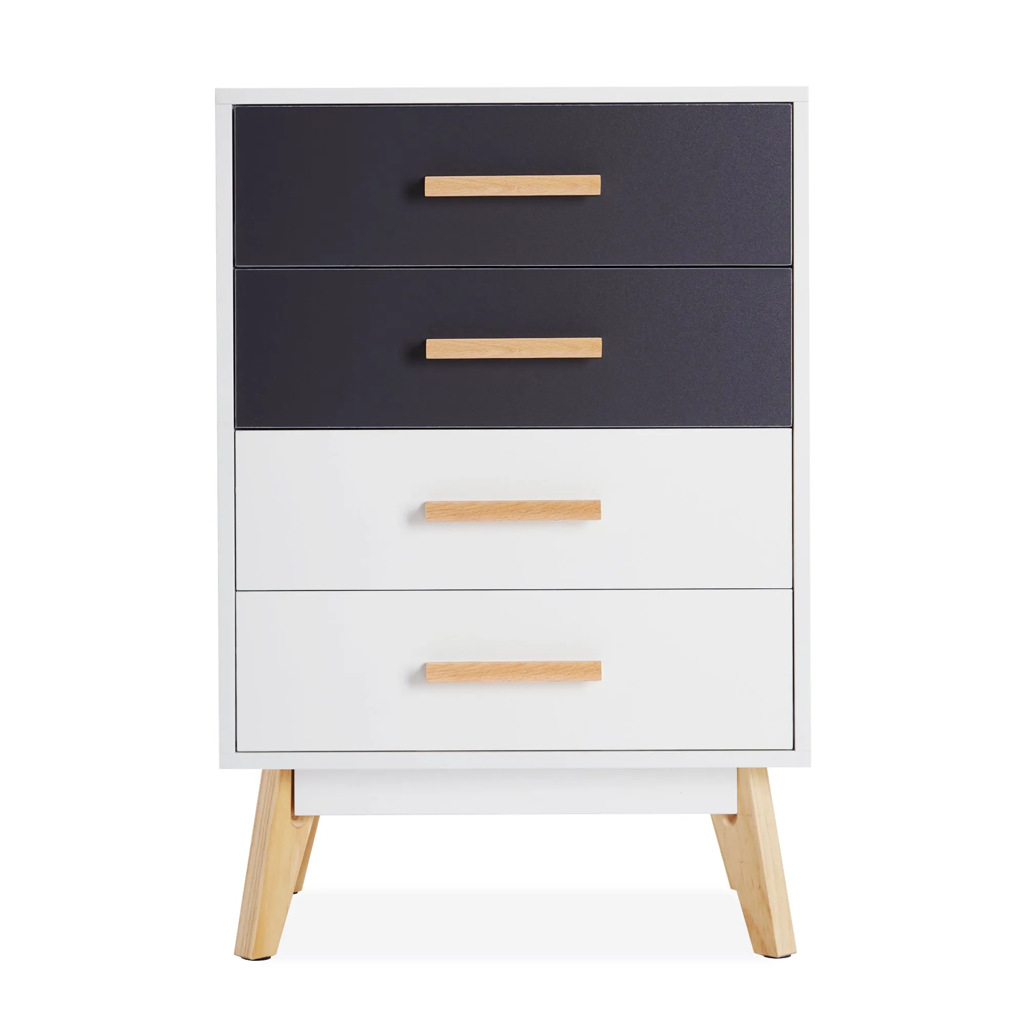Storage Cabinet, White and Grey, with 4 Drawers